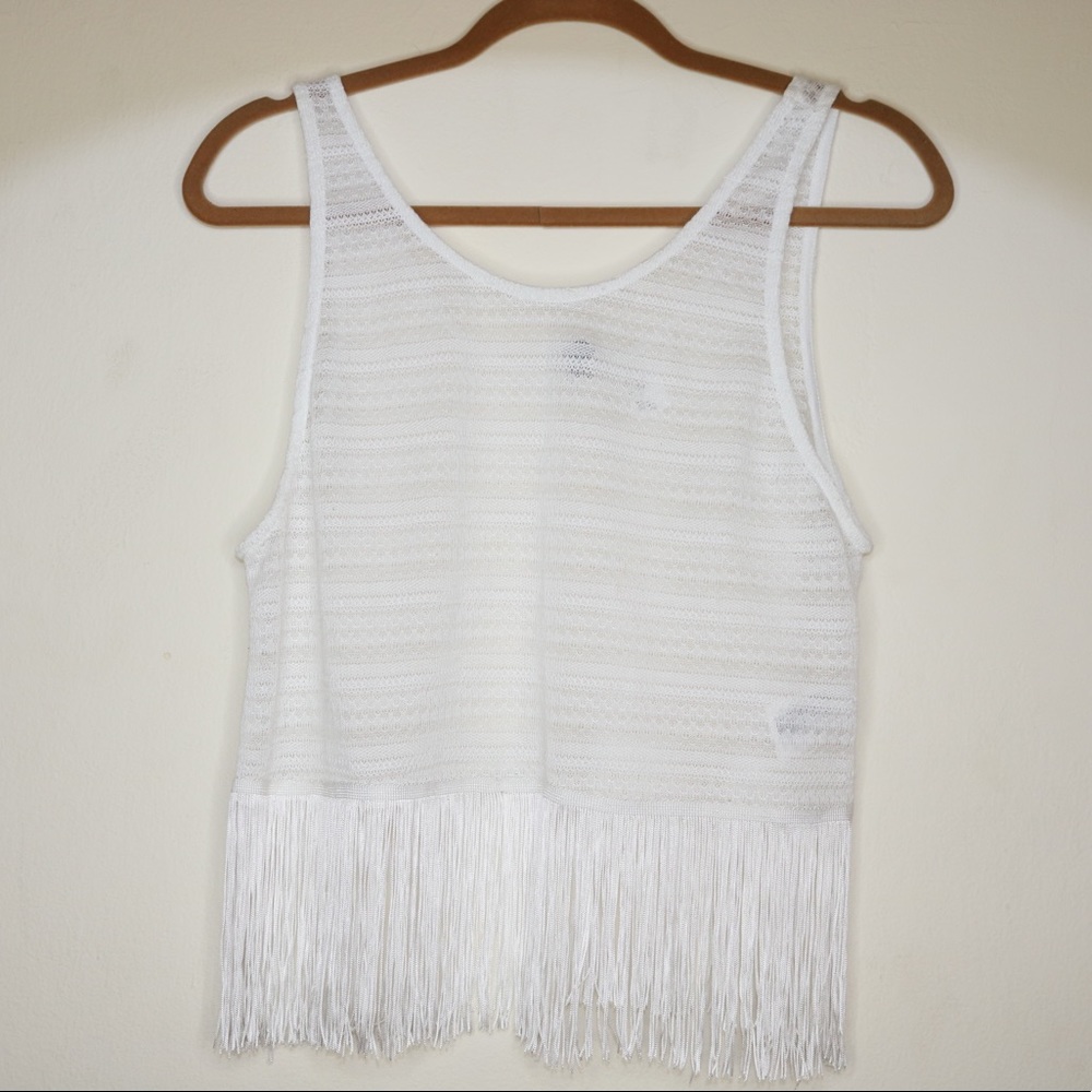 H&M TASSLE FRINGE CROP TANK TOP